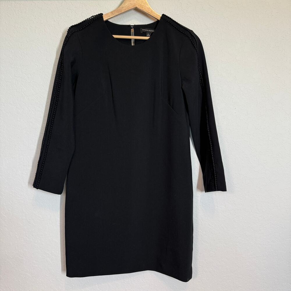 Women's‎ Banana Republic Black Long Sleeve Pullover Shift Dress Size 0 - Picture 2 of 9